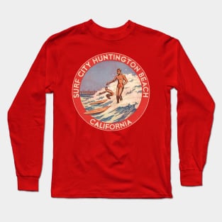 Retro Huntington Beach CA 70s Surf City Souvenir Long Sleeve T-Shirt